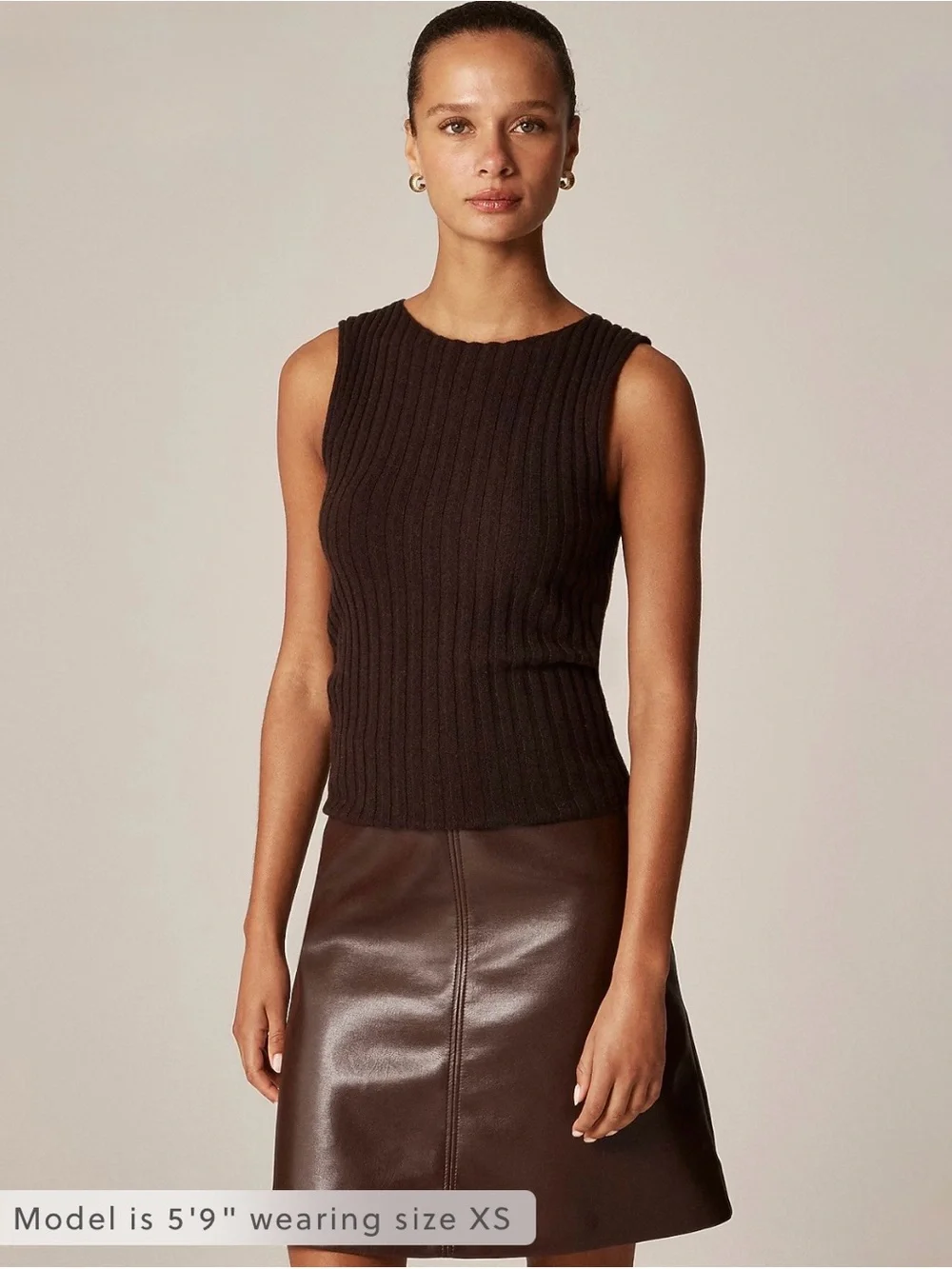 NWT J. CREW Women's Wide-rib cashmere sweater shell heather chocolate XL *NOTE* - Picture 2 of 15
